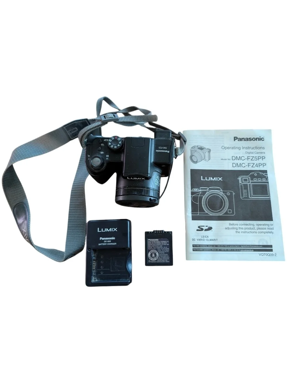 Panasonic Lumix Black DMC-FZ5 Compact Digital Camera with Charger & Manual